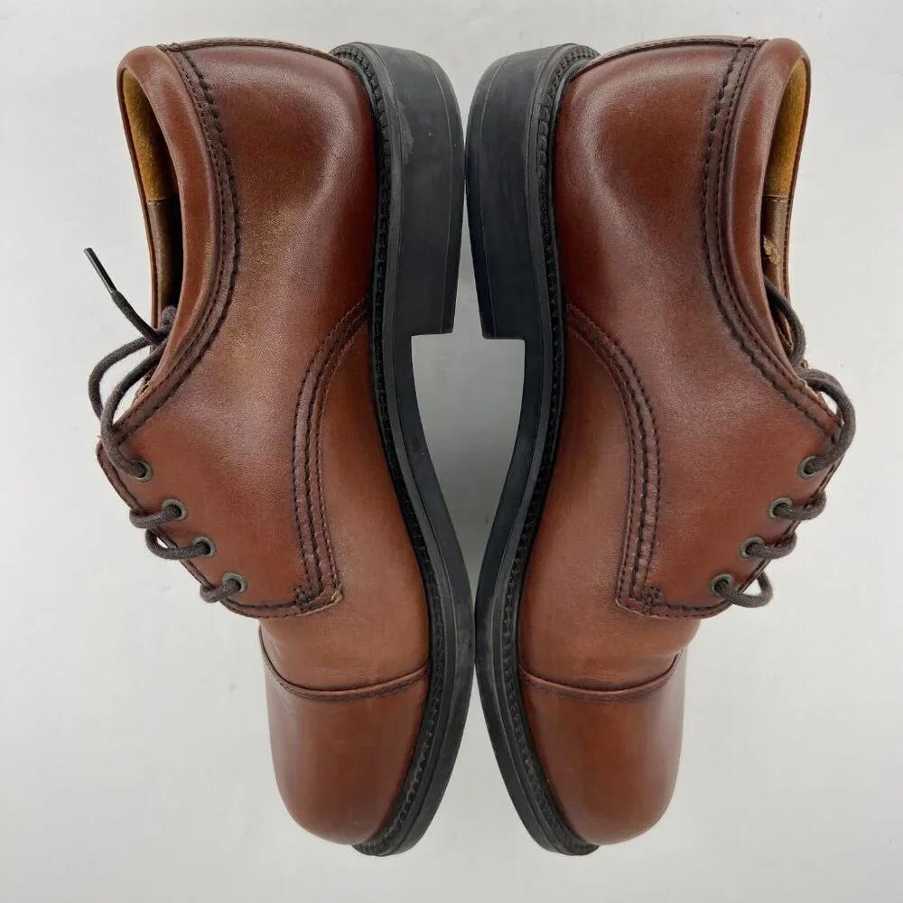 Dockers Mens 090-2210 Brown Gordon Leather Cap Toe Oxford Size 8 W Dress Shoes